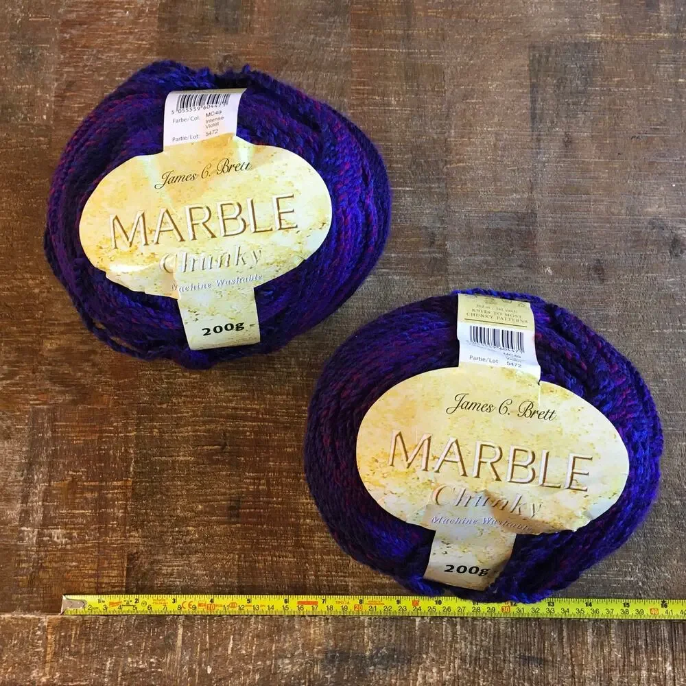 James C Brett Marble Chunky Yarn *2 GIANT BALLS* Intense Violet Purple Knitting